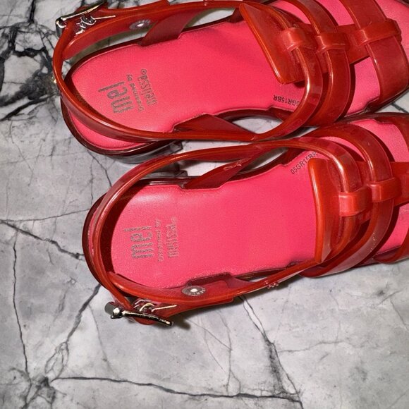 Mel By Melissa Girls 13C Pink Jelly Heeled Sandals Excellent - Picture 6 of 6